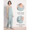 GYS Women’s Bamboo Viscose Cooling U Neck Tank Pajama Set(Light Greyish Green)