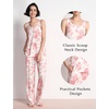 GYS Women’s Bamboo Viscose Cooling U Neck Tank Pajama Set(Peony)