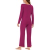 GYS Women’s Bamboo Viscose Long Sleeve Pajamas Set(Purplish Red)