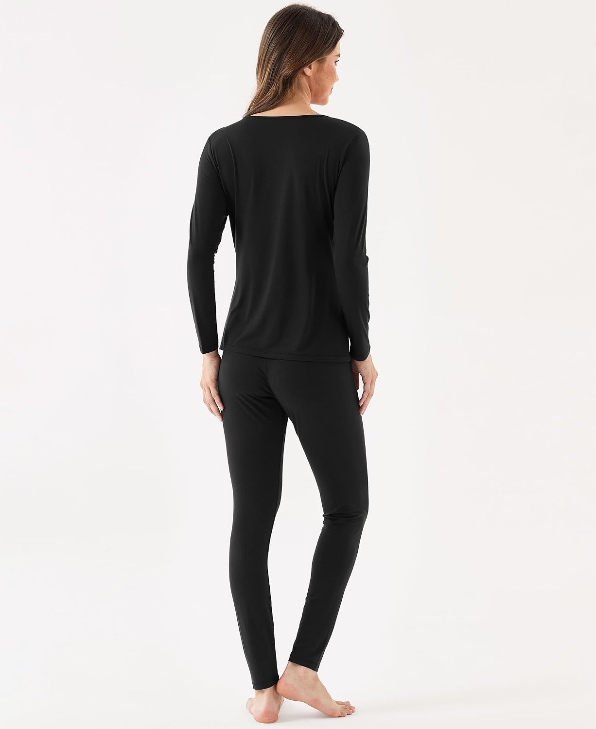 image:imageGYS Bamboo Viscose Long Johns Sets for Women UltraSoft Thermal UnderwearBlack