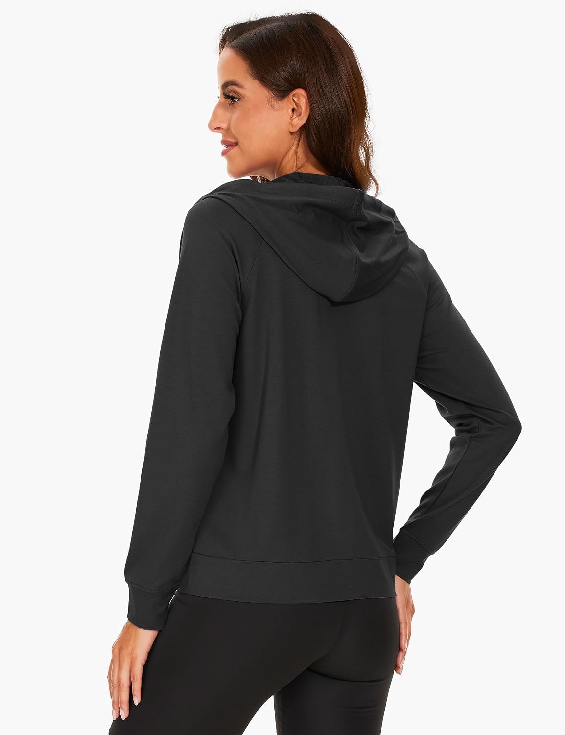 image:imageGYS Womens Bamboo Viscose Full Zip Lightweight Terry HoodieBlack