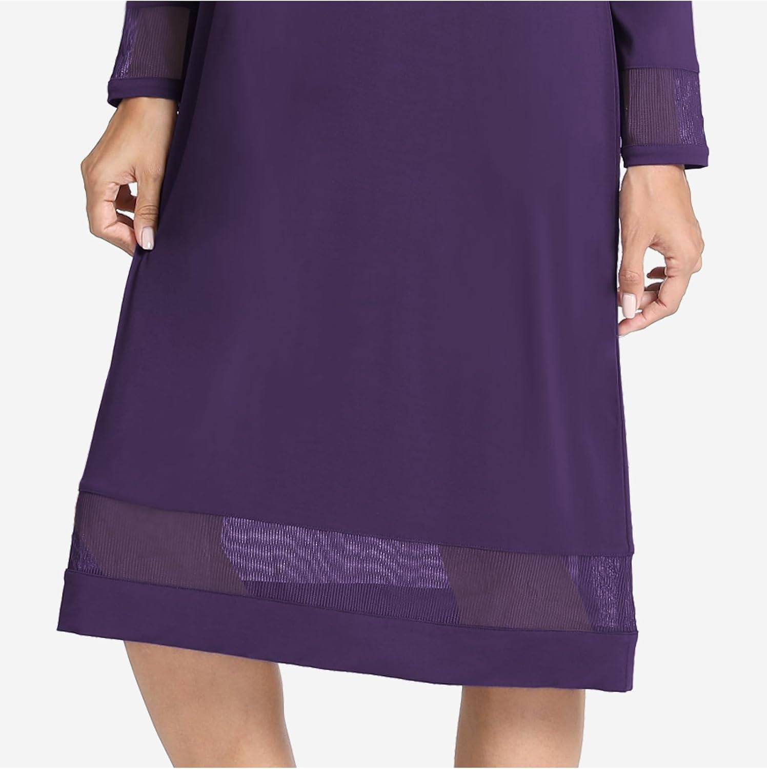 image:imageGYS Womens Bamboo Viscose Lace Spliced Long Sleeve NightgownDeep Purple