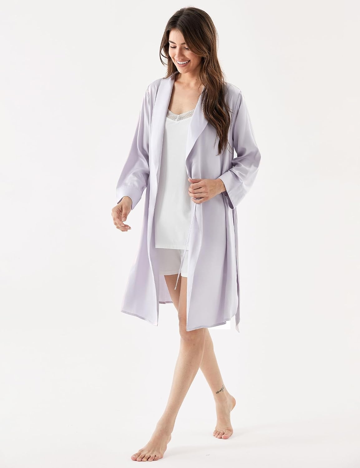 image:imageGYS Womens Bamboo Viscose Soft Long Sleeve Robe Violet Flutter Small