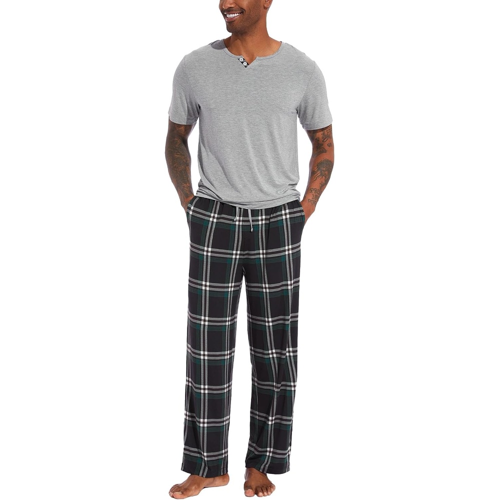 image:imageGYS Bamboo Viscose Mens Pajama Sets UltraSoft Short Sleeve SleepwearHeather Grey