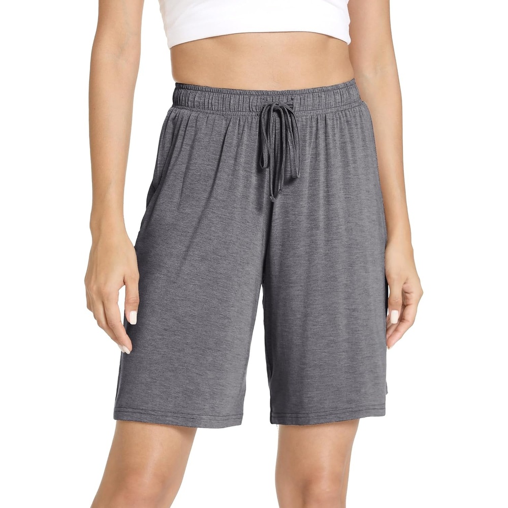 image:imageGYS Womens Bamboo Viscose Bermuda Pajama Shorts Cooling with PocketsDark Heather Grey