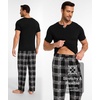 GYS Bamboo Viscose Men’s Pajama Sets, Ultra-Soft Short Sleeve Sleepwear(Black)