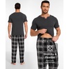 GYS Bamboo Viscose Men’s Pajama Sets, Ultra-Soft Short Sleeve Sleepwear(Dark Heather Grey)