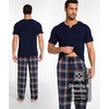 GYS Bamboo Viscose Men’s Pajama Sets, Ultra-Soft Short Sleeve Sleepwear(Navy)