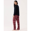 GYS Bamboo Viscose Pajama Sets for Women, Ultra-Soft Long Sleeve Sleepwear(Black/Wine Red Plaid)