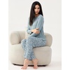 GYS Bamboo Viscose Pajama Sets for Women, Ultra-Soft Long Sleeve Sleepwear(Greyish Green/Flower)