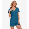 GYS Bamboo Viscose Pajamas for Women Cooling Sleepwear(B- Teal Blue)