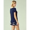 GYS Bamboo Viscose Pajamas for Women Set, Ultra-Soft Lightweight Sleepwear(Navy Flowers)