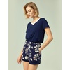 GYS Bamboo Viscose Pajamas for Women Set, Ultra-Soft Lightweight Sleepwear(Navy Flowers)