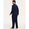 GYS Men’s Bamboo Viscose Long Sleeve Pajamas Set(Deep Blue)