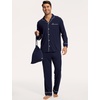 GYS Men’s Bamboo Viscose Long Sleeve Pajamas Set(Deep Blue)