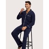GYS Men’s Bamboo Viscose Long Sleeve Pajamas Set(Deep Blue)