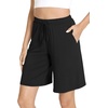GYS Women’s Bamboo Viscose Bermuda Pajama Shorts, Cooling with Pockets(Black)