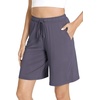 GYS Women’s Bamboo Viscose Bermuda Pajama Shorts, Cooling with Pockets(Dark Grey)