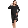 GYS Women’s Bamboo Viscose Lace Spliced Long Sleeve Nightgown(Black)