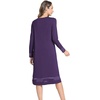 GYS Women’s Bamboo Viscose Lace Spliced Long Sleeve Nightgown(Deep Purple)