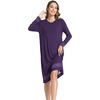 GYS Women’s Bamboo Viscose Lace Spliced Long Sleeve Nightgown(Deep Purple)