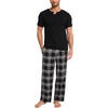 GYS Bamboo Viscose Men’s Pajama Sets, Ultra-Soft Short Sleeve Sleepwear(Black)