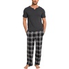 GYS Bamboo Viscose Men’s Pajama Sets, Ultra-Soft Short Sleeve Sleepwear(Dark Heather Grey)