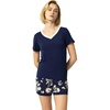 GYS Bamboo Viscose Pajamas for Women Set, Ultra-Soft Lightweight Sleepwear(Navy Flowers)