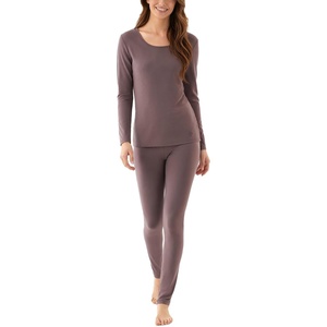 GYS Bamboo Viscose Long Johns Sets for Women, Ultra-Soft Thermal Underwear(Khaki)