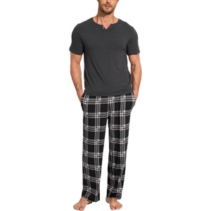 GYS Bamboo Viscose Men’s Pajama Sets, Ultra-Soft Short Sleeve Sleepwear(Dark Heather Grey)