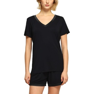 GYS Bamboo Viscose Pajamas for Women Cooling Sleepwear(B- Black)