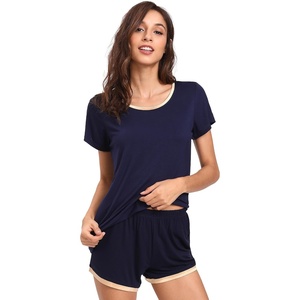 GYS Bamboo Viscose Pajamas for Women Cooling Sleepwear(Navy Blue)