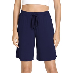 GYS Women’s Bamboo Viscose Bermuda Pajama Shorts, Cooling with Pockets(Navy)