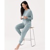 GYS Premium Women’s Bamboo Viscose Jogger Pajama Set, LT Greyish Green, L