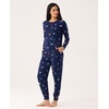 GYS Premium Women’s Bamboo Viscose Jogger Pajama Set, Navy Xmas Puppy, L
