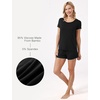 GYS Women’s Bamboo Viscose Cooling Ruffled Trim Pajama Set(Black)