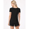 GYS Women’s Bamboo Viscose Cooling Ruffled Trim Pajama Set(Black)