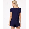 GYS Women’s Bamboo Viscose Cooling Ruffled Trim Pajama Set(Navy)