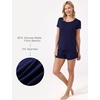 GYS Women’s Bamboo Viscose Cooling Ruffled Trim Pajama Set(Navy)