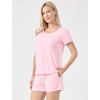 GYS Women’s Bamboo Viscose Cooling Ruffled Trim Pajama Set(Pink)