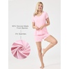 GYS Women’s Bamboo Viscose Cooling Ruffled Trim Pajama Set(Pink)