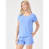 GYS Women’s Bamboo Viscose Cooling Ruffled Trim Pajama Set(Sky Blue)