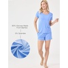GYS Women’s Bamboo Viscose Cooling Ruffled Trim Pajama Set(Sky Blue)
