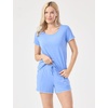 GYS Women’s Bamboo Viscose Cooling Ruffled Trim Pajama Set(Sky Blue)