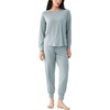 GYS Premium Women’s Bamboo Viscose Jogger Pajama Set, LT Greyish Green, L