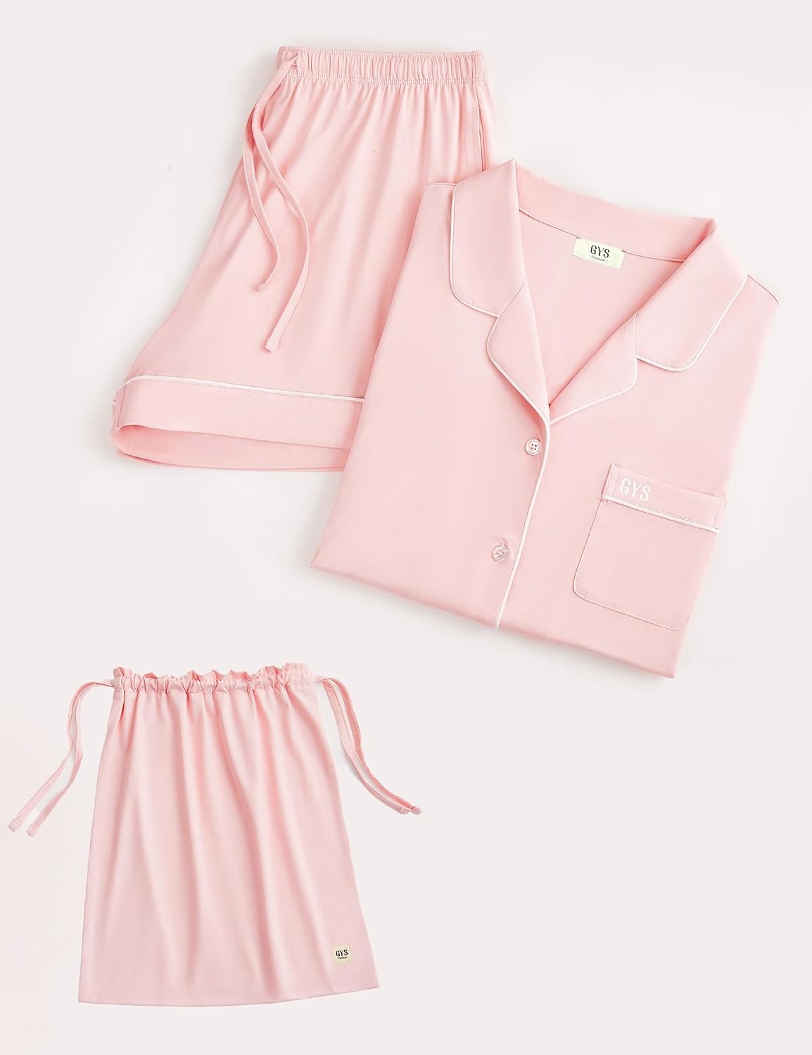 image:imageGYS Bamboo Viscose Button Down Pajamas for Women Cooling Pjs Shorts SetPink
