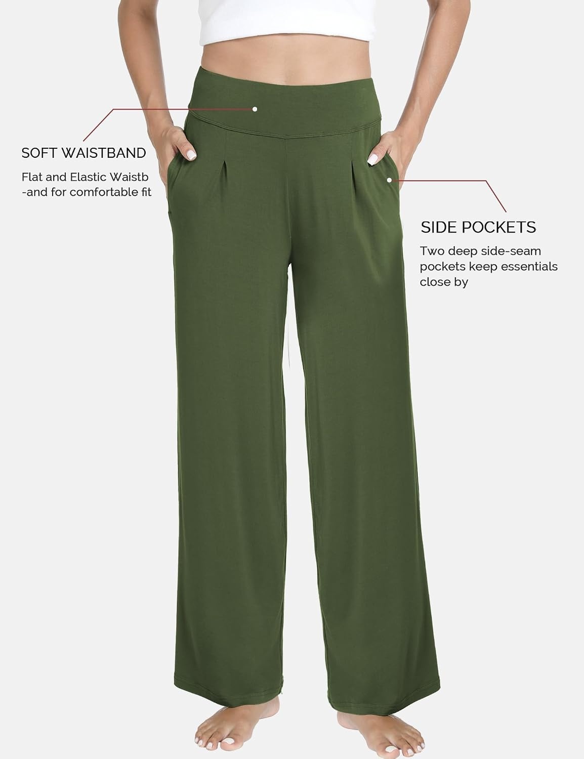 image:imageGYS Bamboo Viscose Pajama Pants for WomenArmy Green