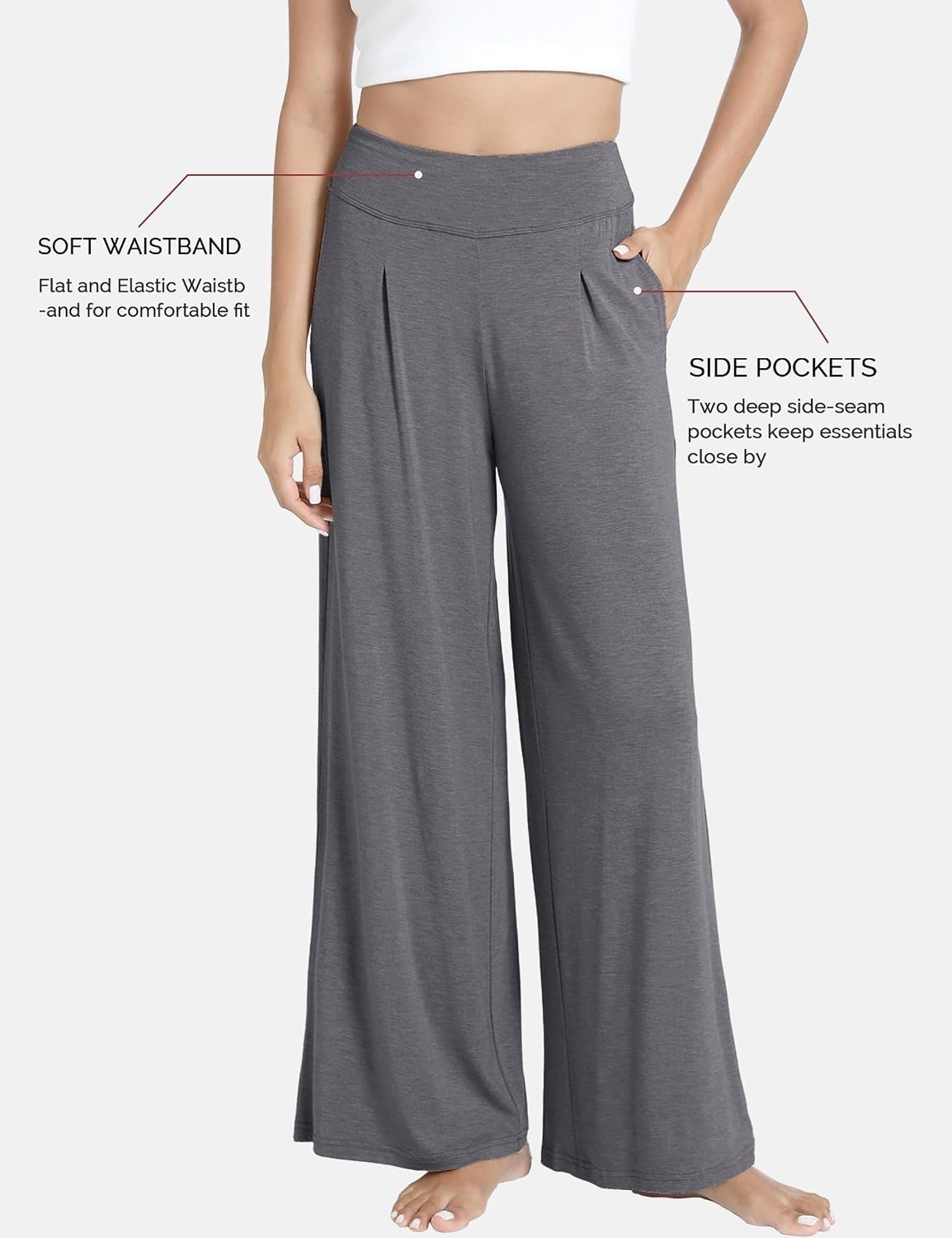 image:imageGYS Bamboo Viscose Pajama Pants for WomenDark Heather Grey