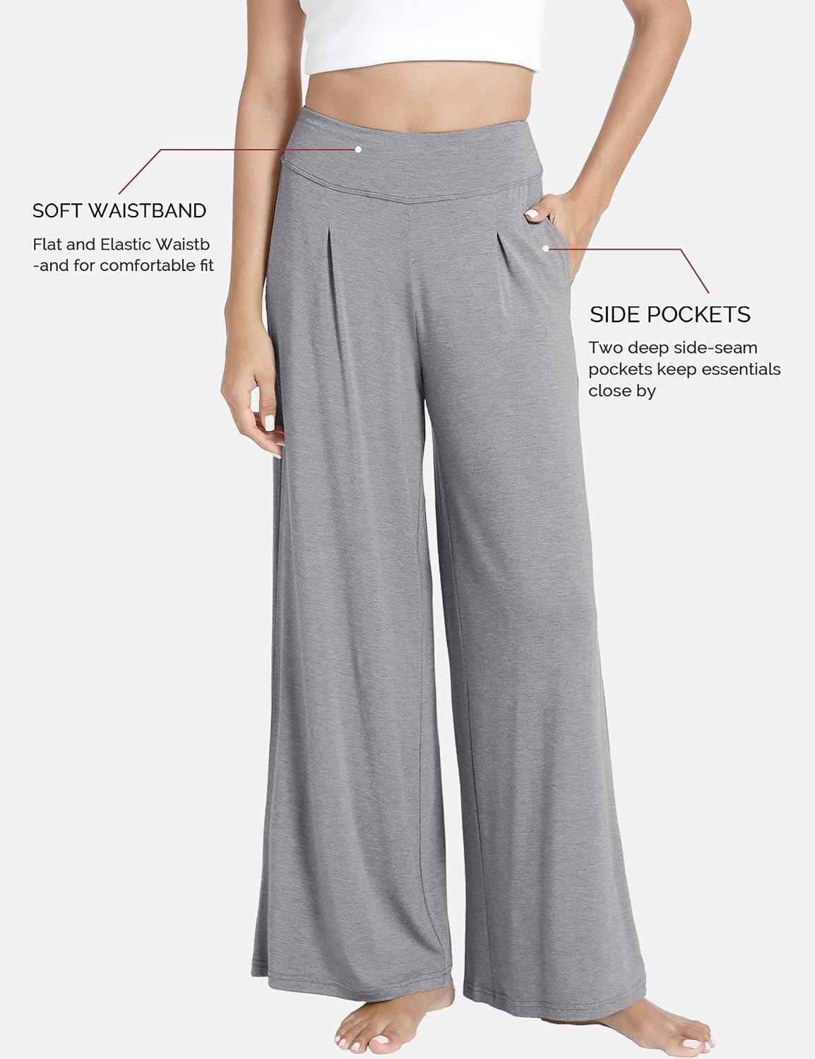 image:imageGYS Bamboo Viscose Pajama Pants for WomenHeather Grey