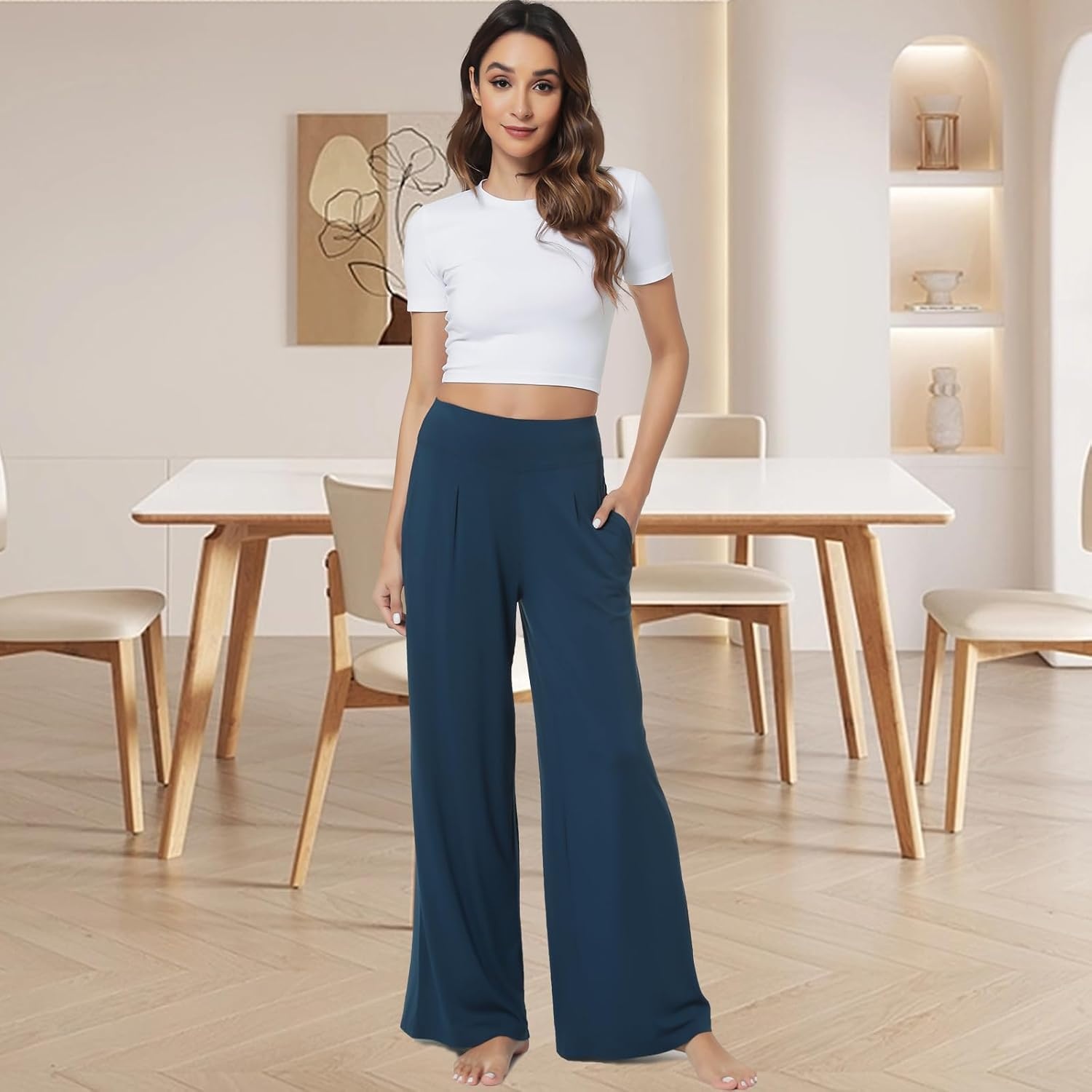 image:imageGYS Bamboo Viscose Pajama Pants for WomenLight Navy
